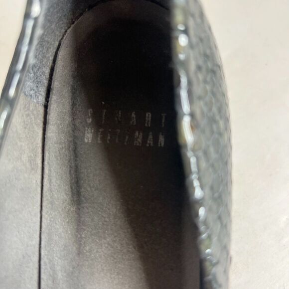 y2k Stuart Weitzman Grey Python Snakeprint Leather Pointed Toe Heels Size 8.5 - Picture 5 of 11